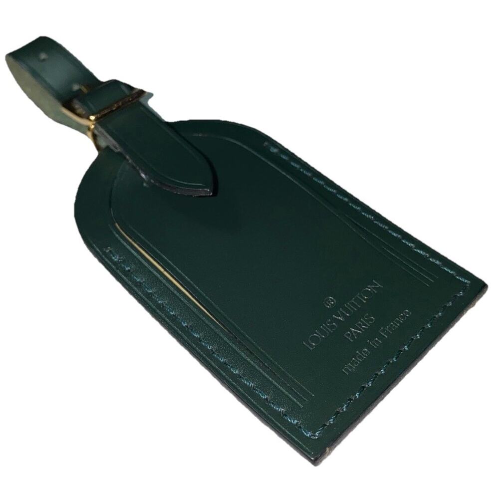 Louis Vuitton Winter Green Name Tag Calfskin Leather Gold tone Large